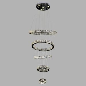 Đèn thả pha lê Verona Ø590 + 500 + 360 + 270 + 140, LED + Remote, ánh sáng 3 chế độ