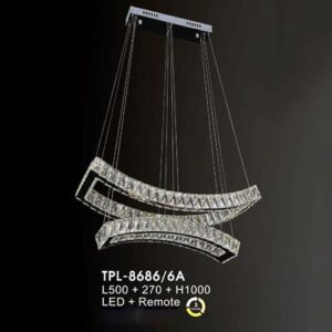 Đèn thả pha lê Verona L500 + 270 x H1000, LED + Remote, ánh sáng 3 chế độ