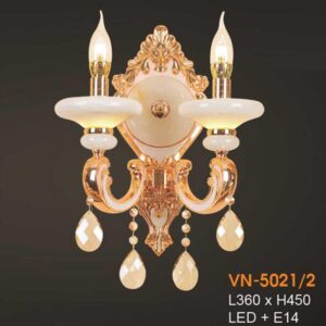Đèn vách nến chao đá ngọc Verona L360xH450, LED + E14