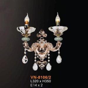Đèn vách pha lê nến L320xH350, E14x2