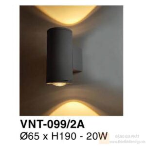Đèn vách ngoài trời Verona Ø65*H190 - 20W - vỏ xám
